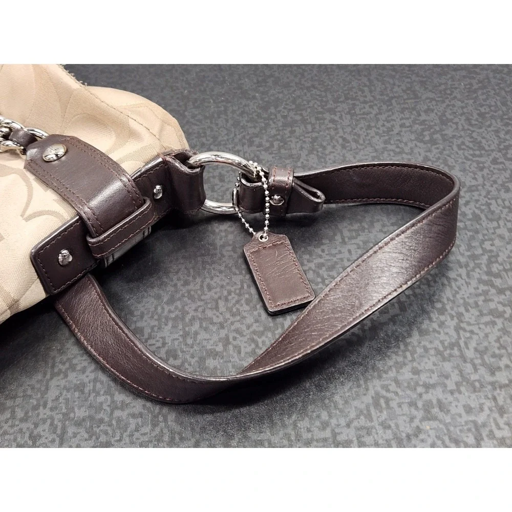Coach Signature Leather Sateen Tan Brown F18862 Crossbody Bag Convertible Strap